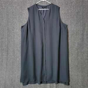 APT 9 Shirt Dress Womens 4X Gray Sleeveless V Neck Lagenlook Midi Shift